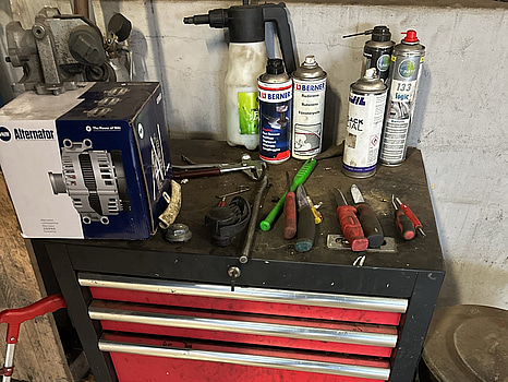 Verktygsskåp, 5 lådor, rött