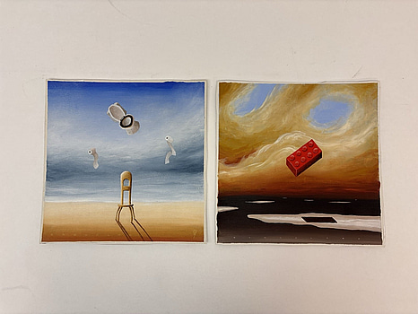 2 st. målningar på canvas signerad: "Nagualero”