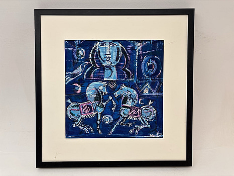 Tavla i ram signerad: ”Wanday”