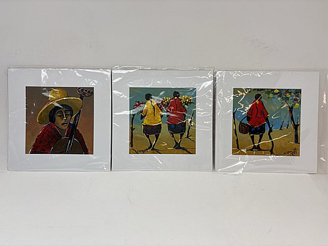 3 st. Tavlor signerade ”Jose Joaquin Ramos” (2021)