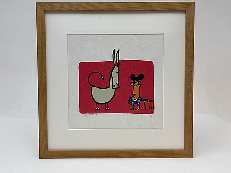 Tavla i ram signerad: ”Luis Santiago”