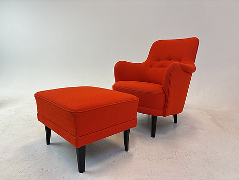 Fåtölj inkl. fotpall Carl Malmsten