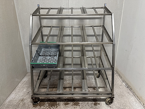 Rullvagn i rostfritt för display