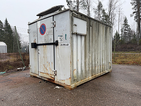 Plåtcontainer, dubbeldörr, innerbelysning, ca 10-ft
