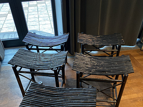 5 st. Pallar, svartmålade bambu