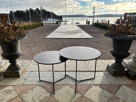 2 st. Soffbord, metall med trämarmorering