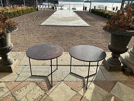 2 st. Soffbord, metall med trämarmorering