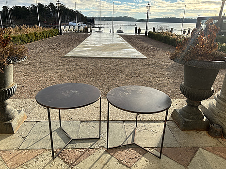 2 st. Soffbord, metall med trämarmorering