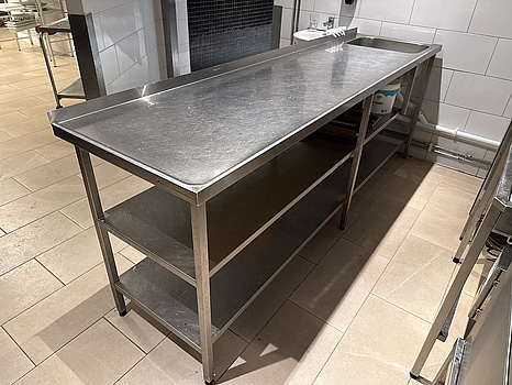 Rostfri diskbänk med ho | 250x66x91 cm