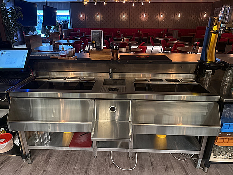 Beredningsbänk för bar med ho & blandare | 198x55x91 cm