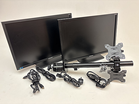 2 st. Datorskärmar, Samsung S24E650XW och S24C650DW, 24 tum inkl. skärmstativ