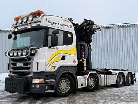 Kranväxlare Scania R480 8X2-6 -2013 | Fassi-kran | Palfinger 17T | Plogutrustad