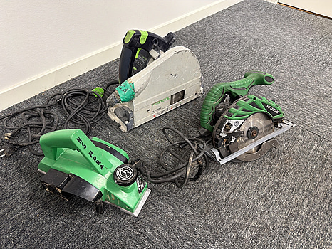Sänksåg Festool, cirkelsåg och hyvelmaskin Hitachi