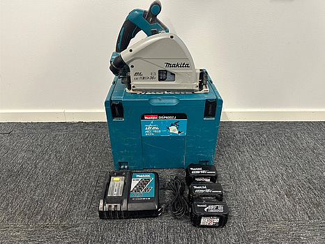 Sänksåg Makita DSP600, batteriladdare Makita DC18RCT och 3st 18V litiumjonbatterier Makita BL1830