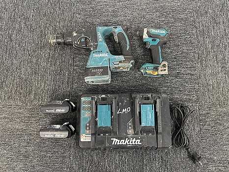 Kombihammare Makita DHR243 och slagskruvdragare Makita DTD153 med 2st 18V batterier och dubbelladdare