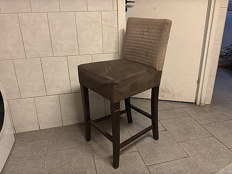 12 st barstol, trästomme, brun/ beige klädsel