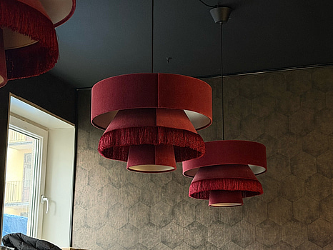 Takpendel, 3 st, röd textilskärm