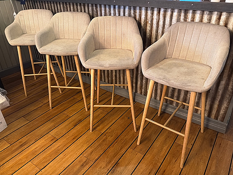 Barstolar, 4 st, beige tyg, träben