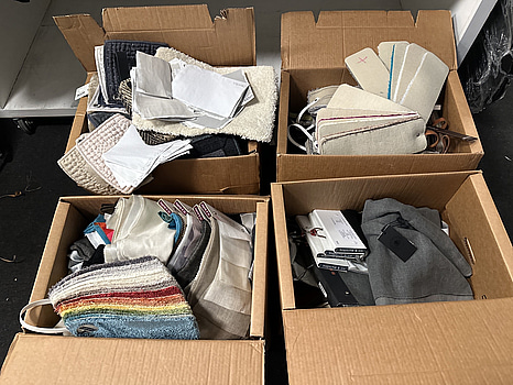 Parti med diverse provtyger