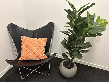 Fladdermusfåtölj inkl. konstväxt