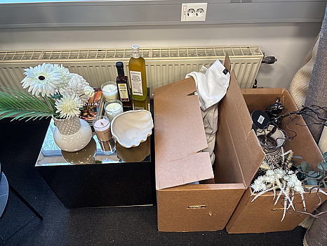 Parti med diverse inredningsdetaljer