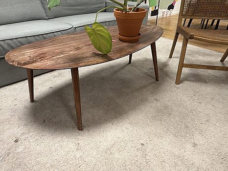 Soffbord oval, trä, mörkbrun