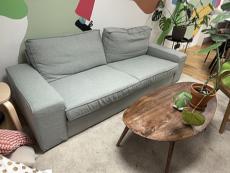 Soffa grå, tyg, tvåsits, IKEA