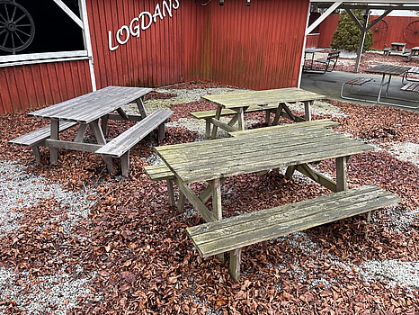 3 st stora träbord – från dansloge