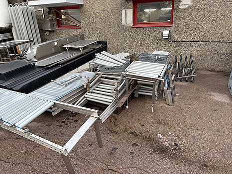 Parti transportband, stålram, industriell utrustning