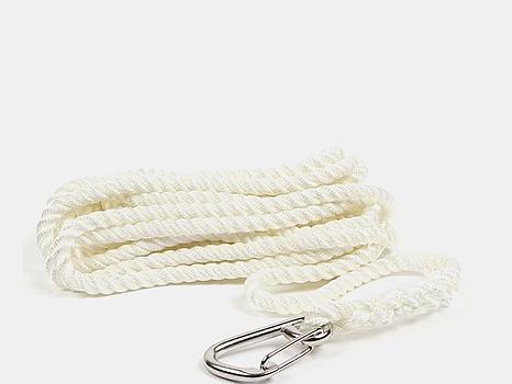3 st. Förtöjningslinor med karbinhake Roblines, 3-slagen, omkrets 10 mm, 4 m, vit.