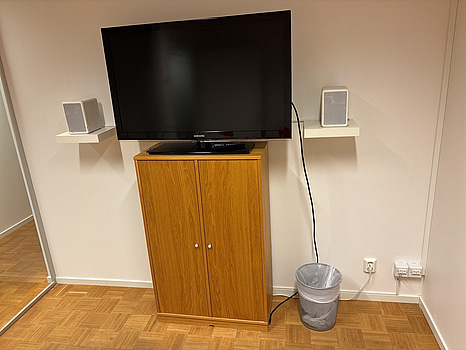 TV Samsung 46 tum, inkl. skåp och högtalare Audio Pro LV2