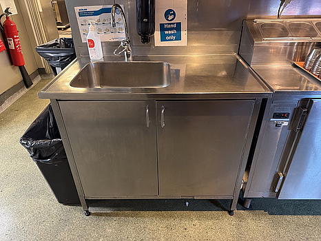 Diskbänk rostfri med underskåp 105 x 60 cm