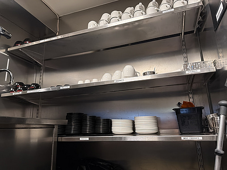 Rostfria hyllor, 3 st, 145 x 30 cm