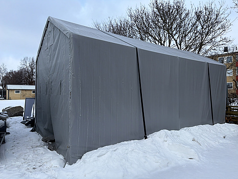 Tälthall 4x8 m inkl. däckställ m.m. Tool Port