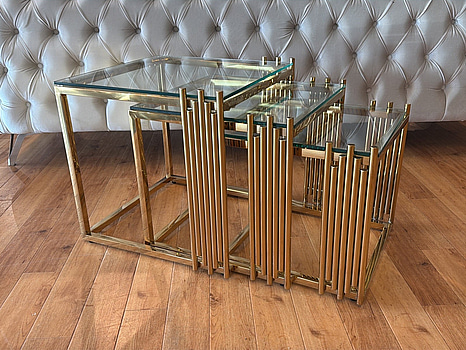 Satsbord, 3 del, guld/ glas