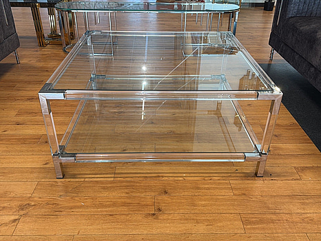 Soffbord med glasskiva, 100x100 cm