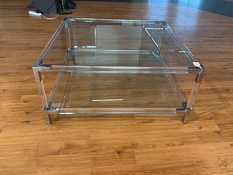 Soffbord med glasskiva, 100x100 cm