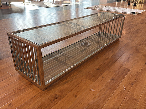 Sidobänk med glasskivor, 180 cm