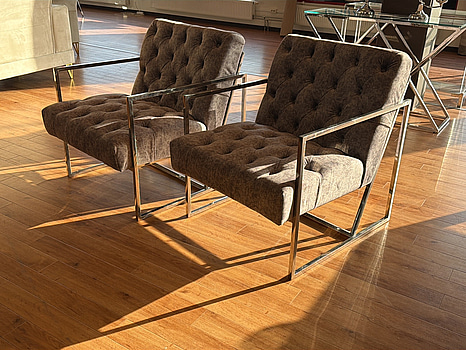 2 st fåtöljer, grå sammet