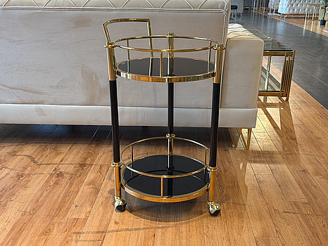 Drinkvagn, svart/ guld