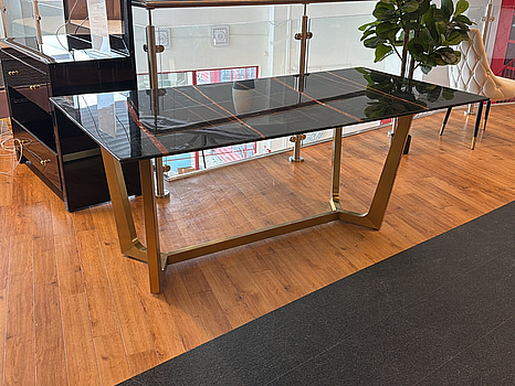 Matbord, svart/ guld, 180x90 cm