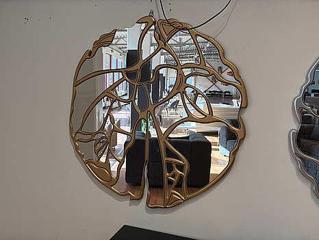 Spegel, guld, ∅ 90 cm