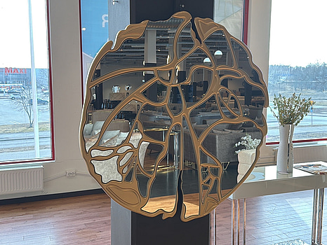 Spegel, guld, ∅90 cm