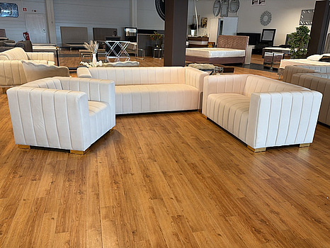 Soffgrupp "Eva", 3 delar, i beige sammet