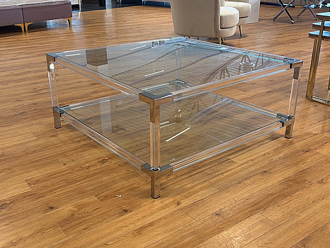 Soffbord med glasskiva, 100x100 cm