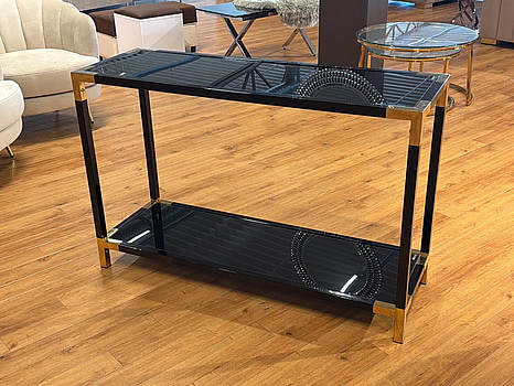 Sidobord, svart/ guld