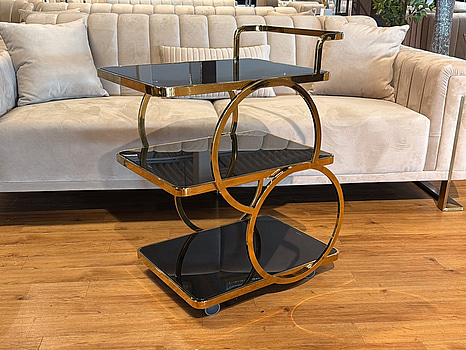 Drinkvagn, svart/ guld