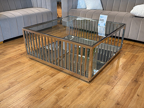 Soffbord med glasskiva, 100x100 cm