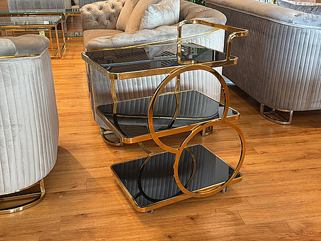 Drinkvagn, svart/ guld