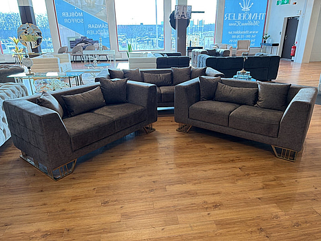 Soffgrupp, 3 del, grå sammet